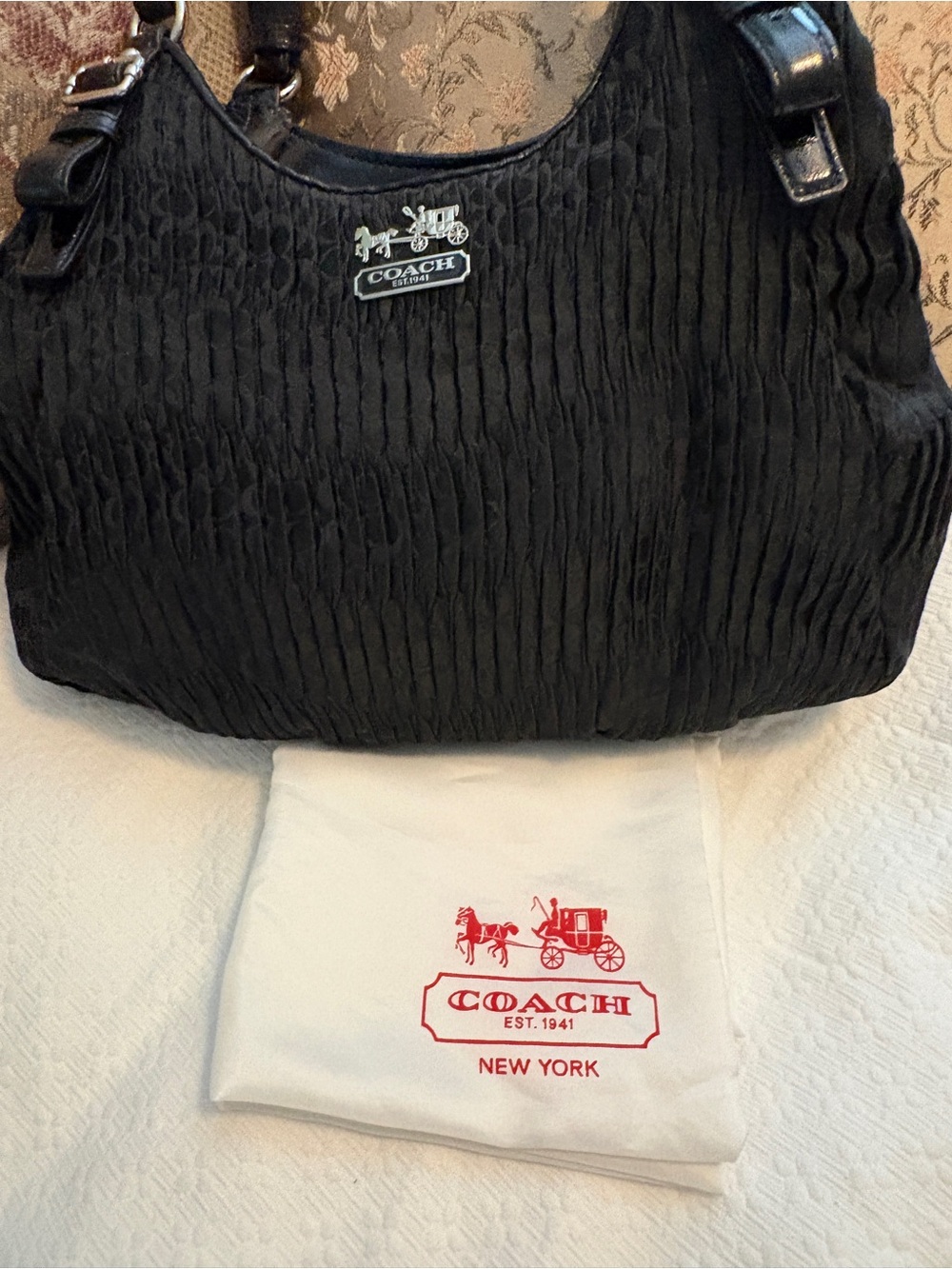 Coach Madison Hobo Black Pleated Shoulder Bag - Picture 7 of 7